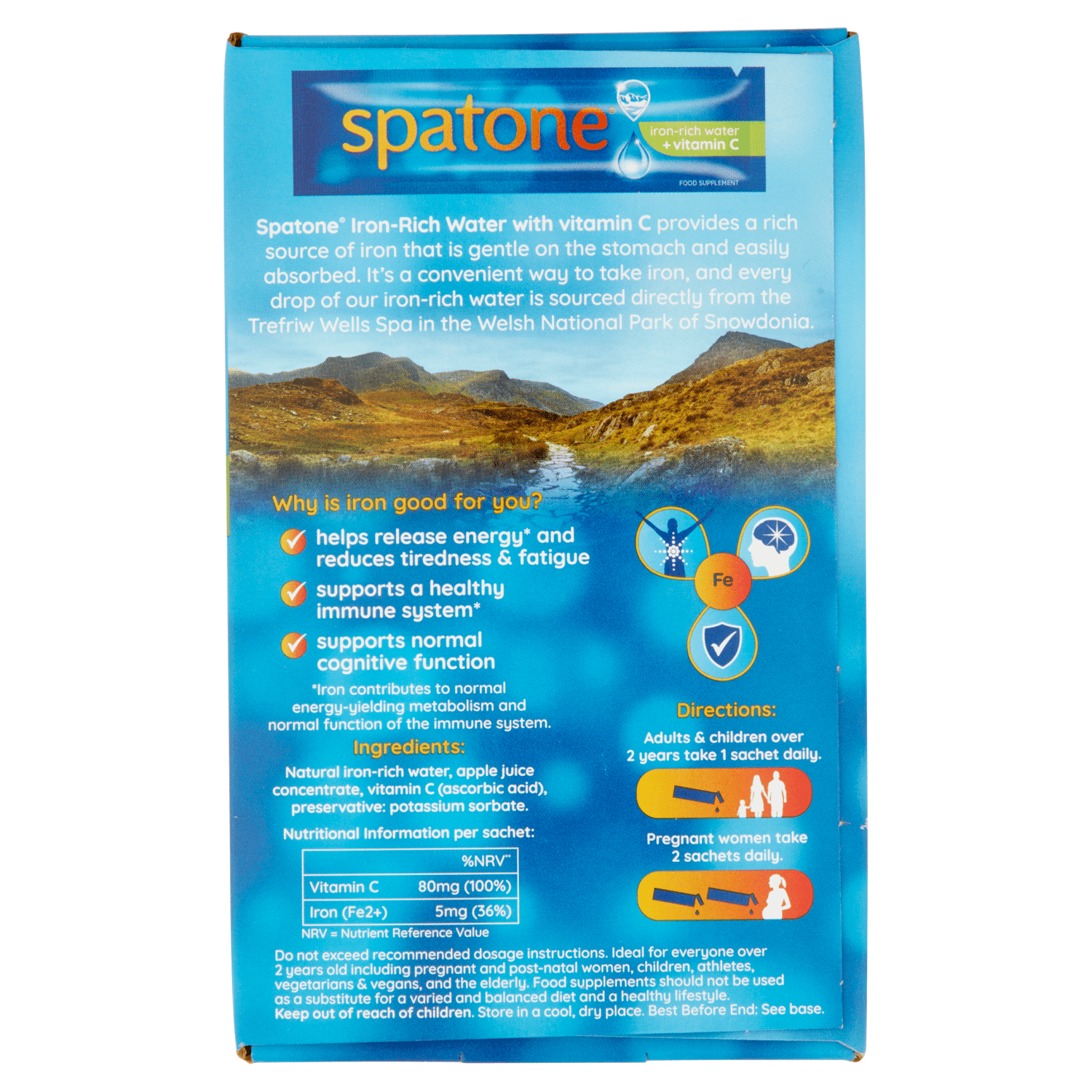 Spatone Iron - Rich Water with Apple Concentrate and Vitamin C 28 x 25ml Sachets (700ml) - UK Food & Drink - 5000488107623