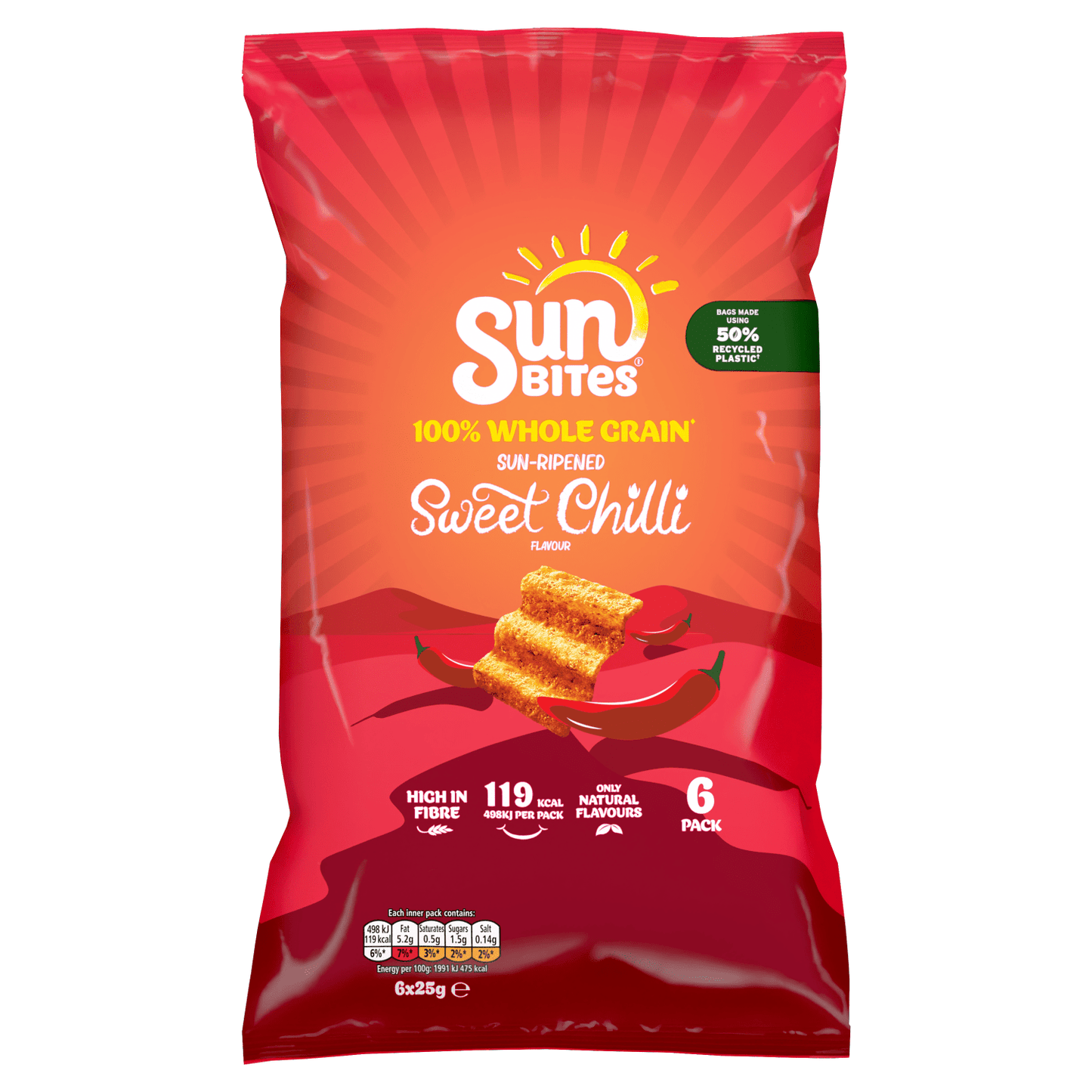 Sunbites Sun Ripened Sweet Chilli Multipack Snacks Crisps 6x25g - UK Food & Drink - 5000328154893