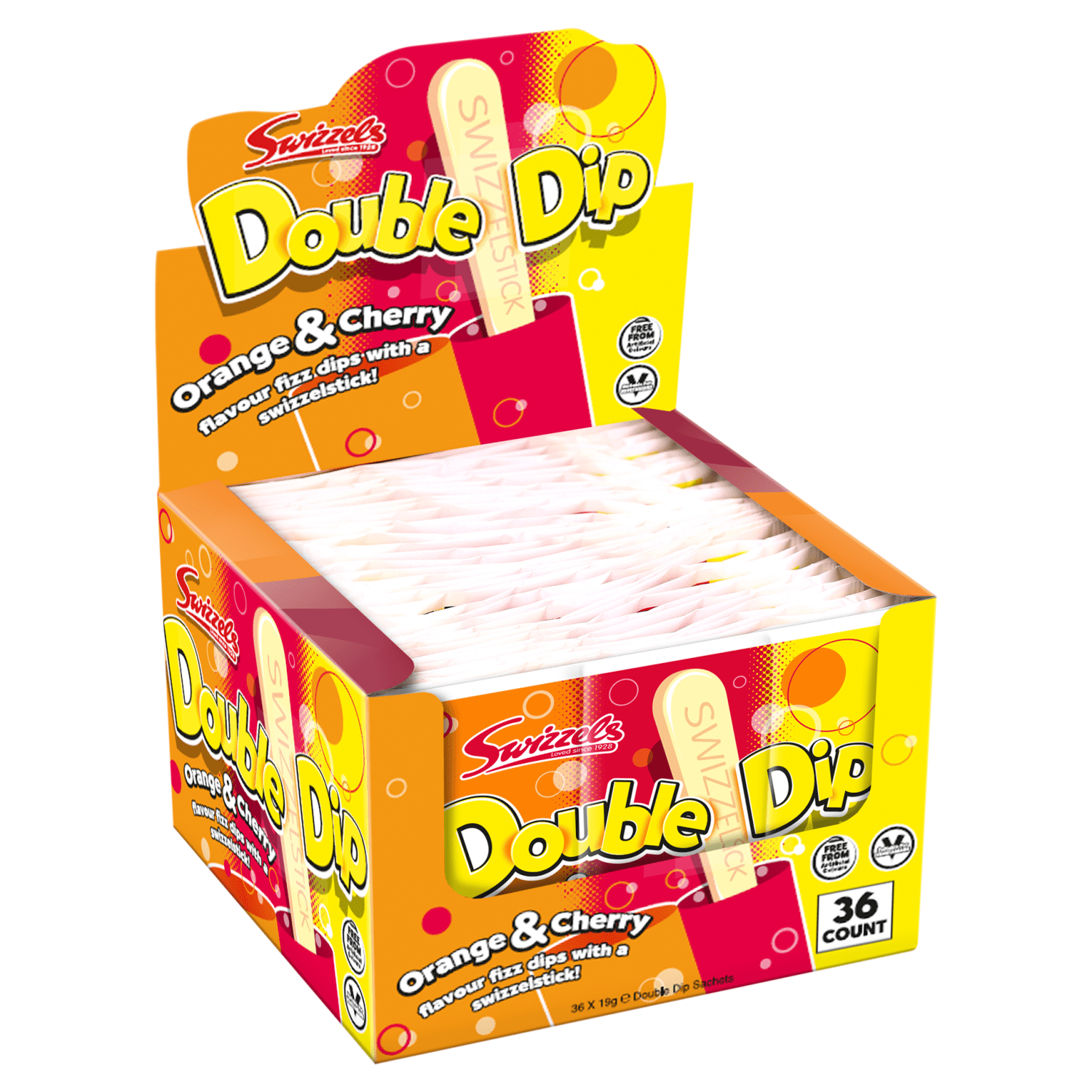 Swizzels Orange & Cherry Double Dip 19g - UK Food & Drink - 5010478533912