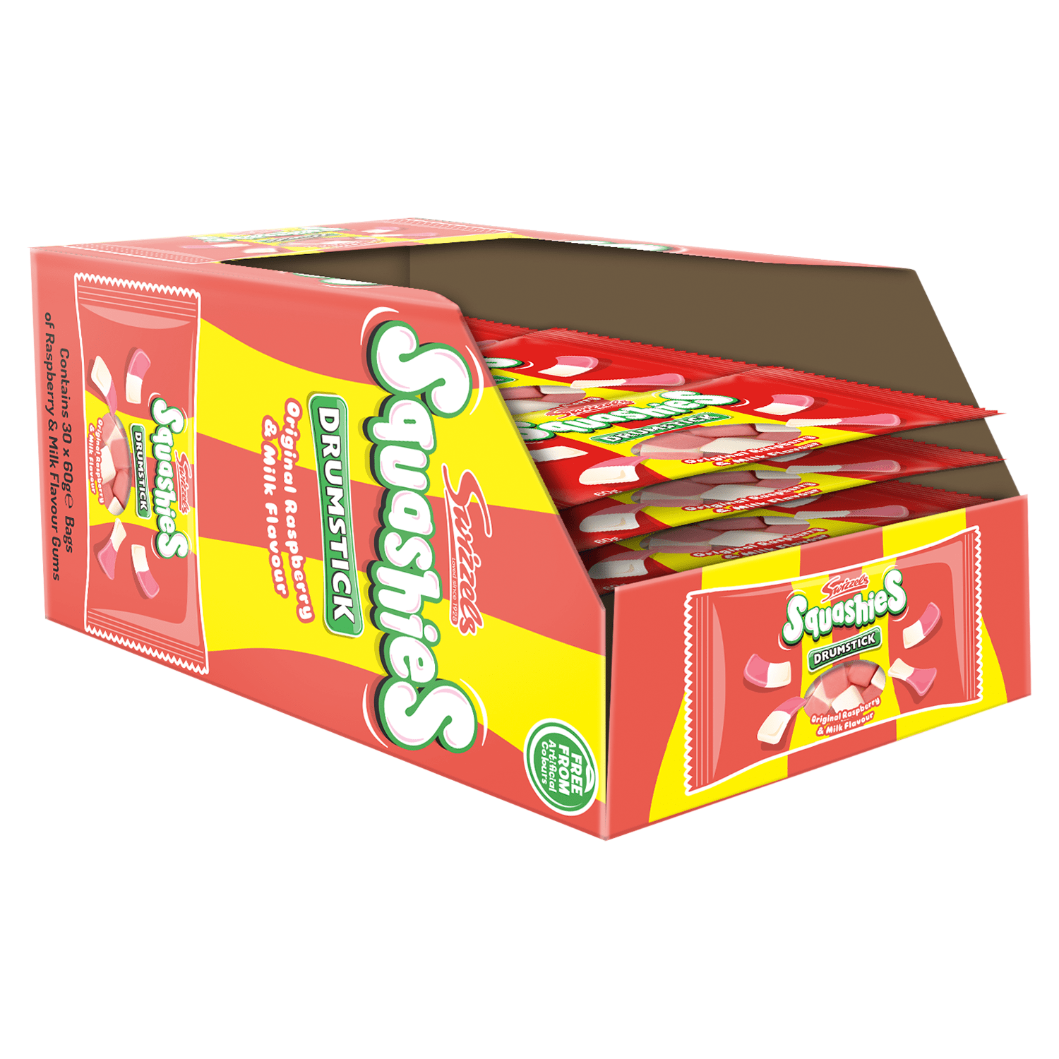 Swizzels Original Raspberry & Milk Flavour Drumstick Squashies 60g - UK Food & Drink - 5010478299115