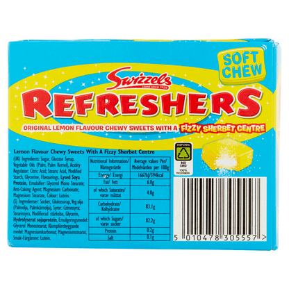 Swizzels Refreshers Lemon Flavour with Fizzy Sherbet Centre 43g - UK Food & Drink - 5010478440234