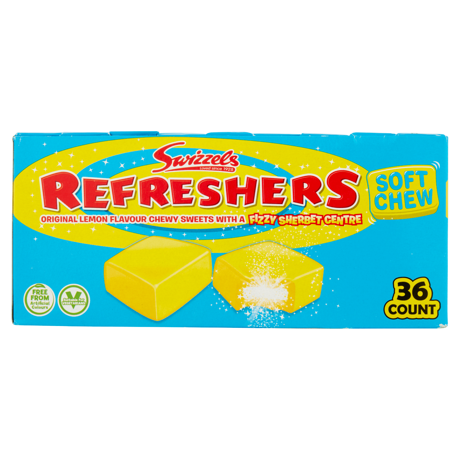 Swizzels Refreshers Lemon Flavour with Fizzy Sherbet Centre 43g - UK Food & Drink - 5010478440234