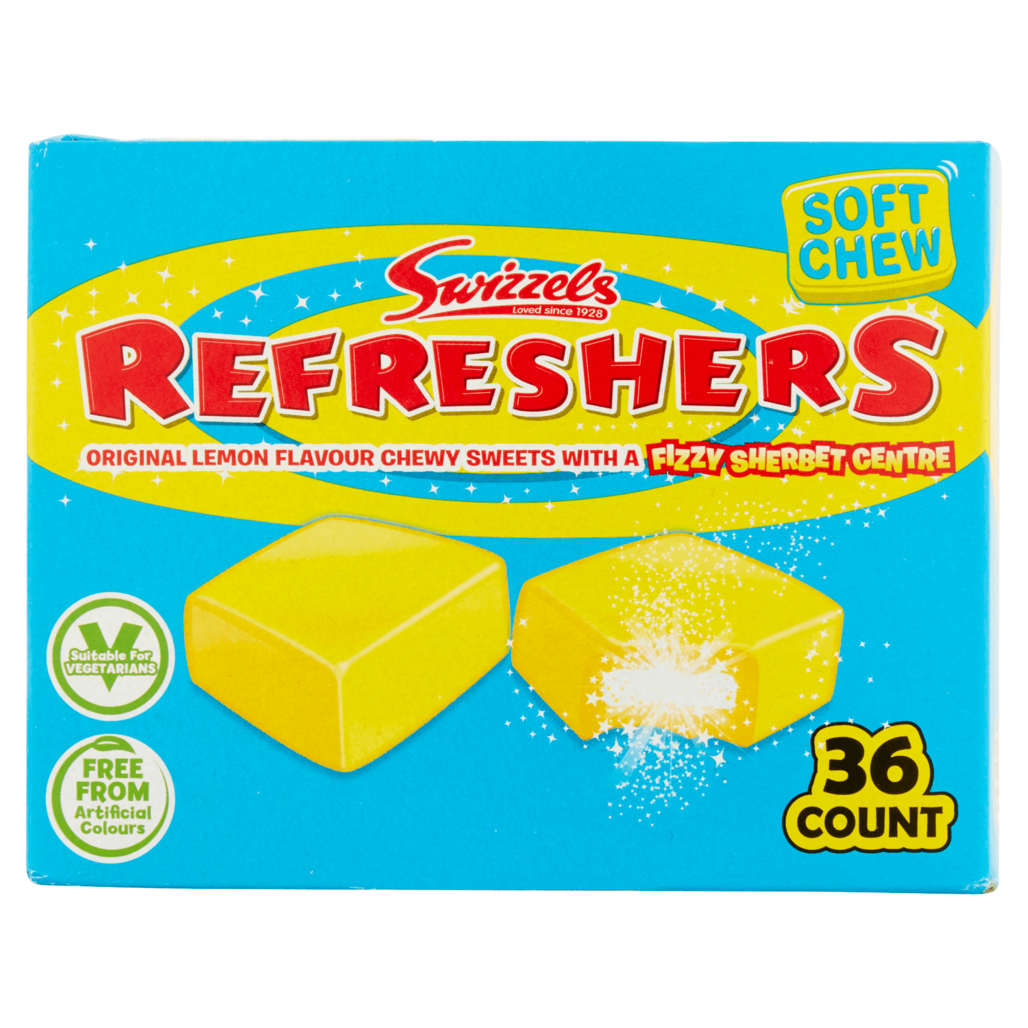 Swizzels Refreshers Lemon Flavour with Fizzy Sherbet Centre 43g - UK Food & Drink - 5010478440234