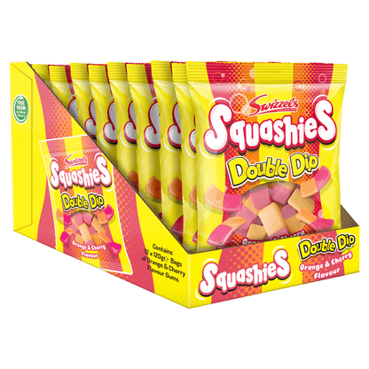 Swizzels Squashie Orange & Cherry Flavour Double Dip 120g - UK Food & Drink - 5010478681545