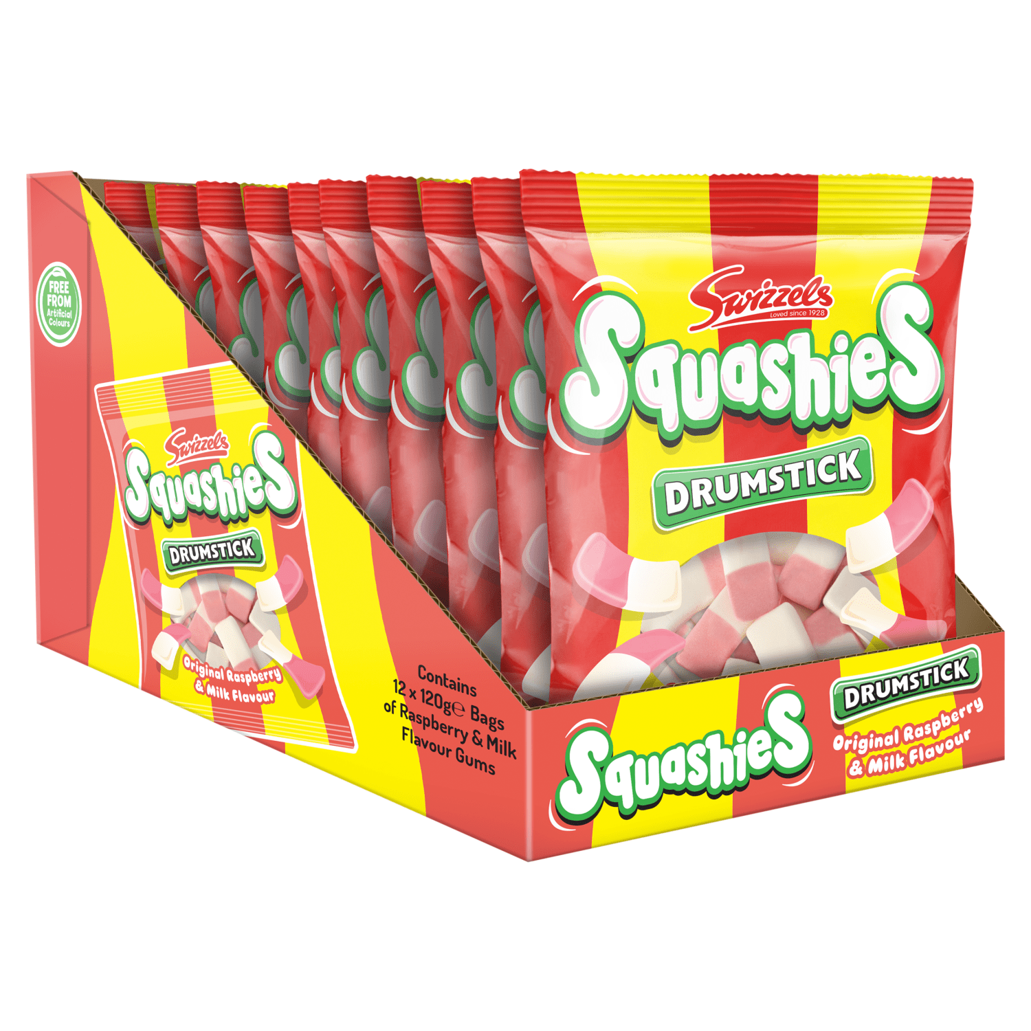Swizzels Squashies Drumstick Original Raspberry & Milk Flavour 120g - UK Food & Drink - 5010478501782