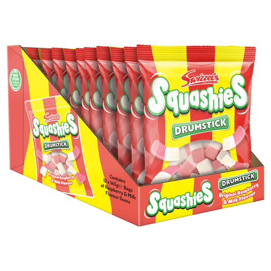 Swizzels Squashies Drumstick Original Raspberry & Milk Flavour 140g - UK Food & Drink - 5010478014510