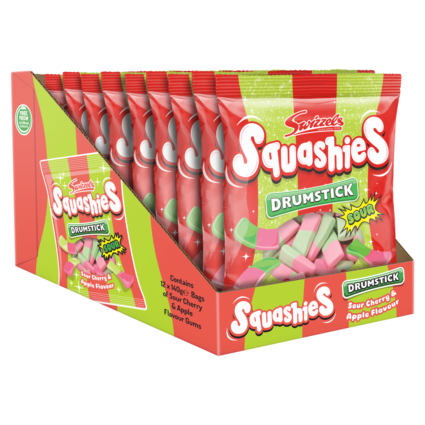 Swizzels Squashies Drumstick Sour Cherry & Apple Flavour 140g - UK Food & Drink - 5010478051140