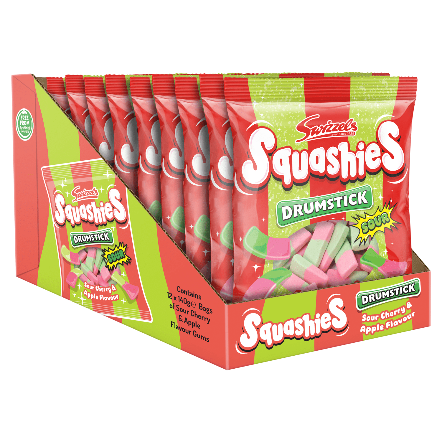 Swizzels Squashies Drumstick Sour Cherry & Apple Flavour 140g - UK Food & Drink - 5010478051140