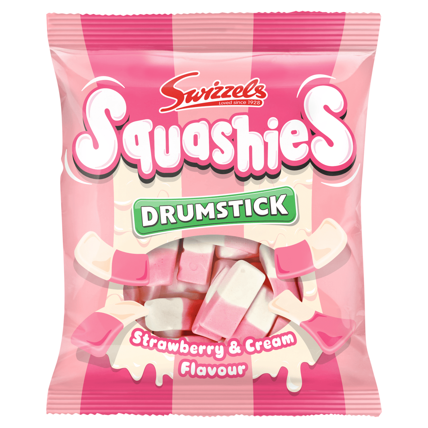 Swizzels Squashies Drumstick Strawberry & Cream Flavour 120g - UK Food & Drink - 5010478103047