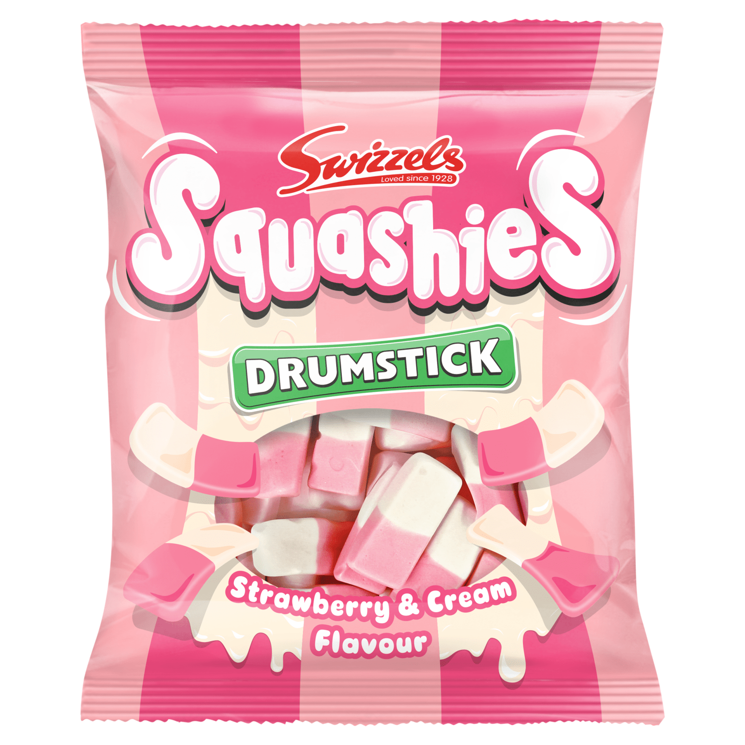 Swizzels Squashies Drumstick Strawberry & Cream Flavour 120g - UK Food & Drink - 5010478103047