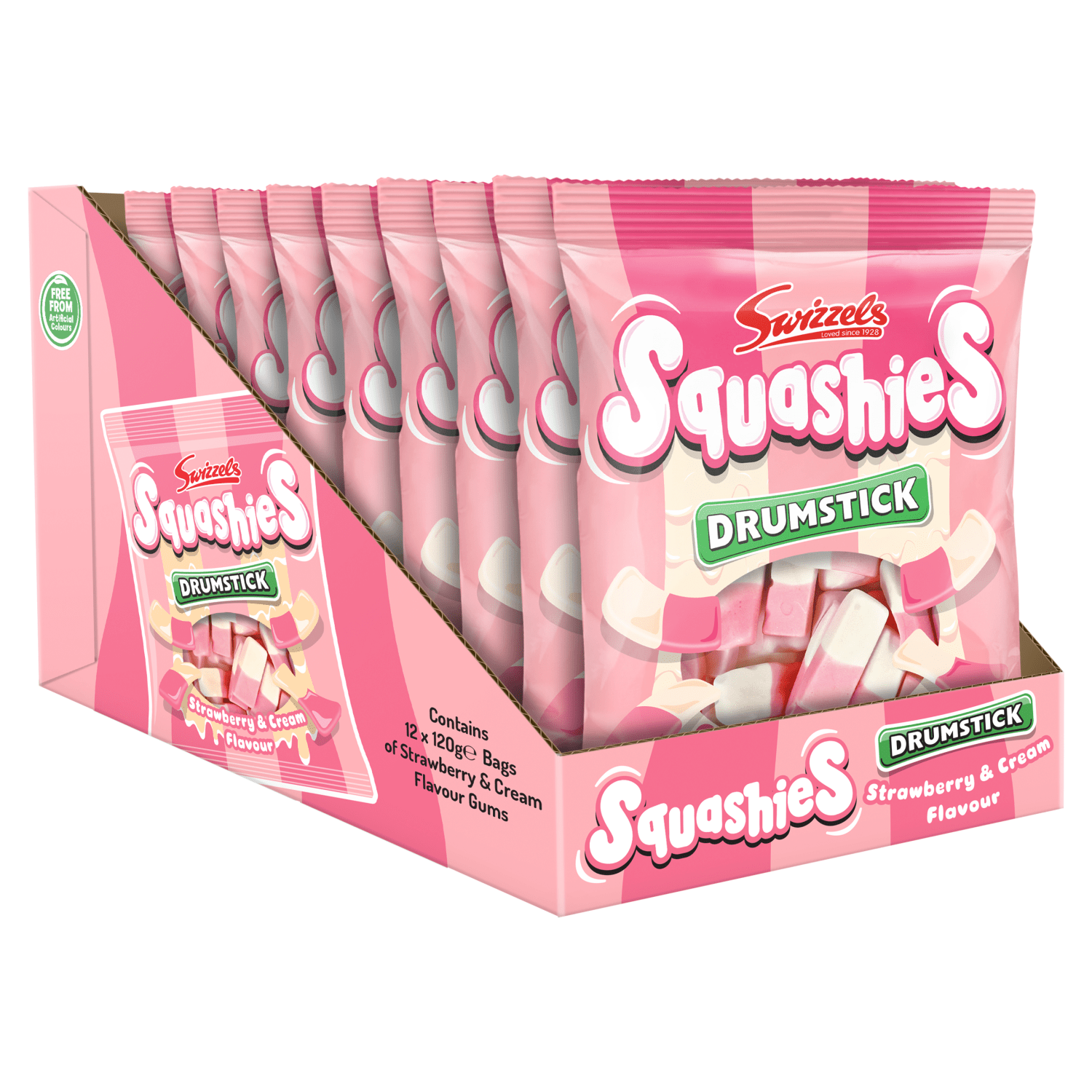 Swizzels Squashies Drumstick Strawberry & Cream Flavour 120g - UK Food & Drink - 5010478103047