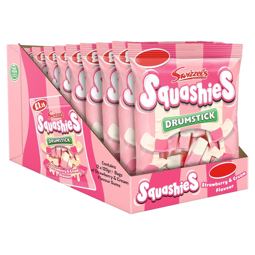 Swizzels Squashies Drumstick Strawberry & Cream Flavour 120g - UK Food & Drink - 5010478511729