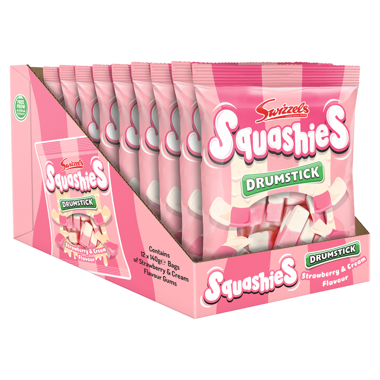 Swizzels Squashies Drumstick Strawberry & Cream Flavour 140g - UK Food & Drink - 5010478091337