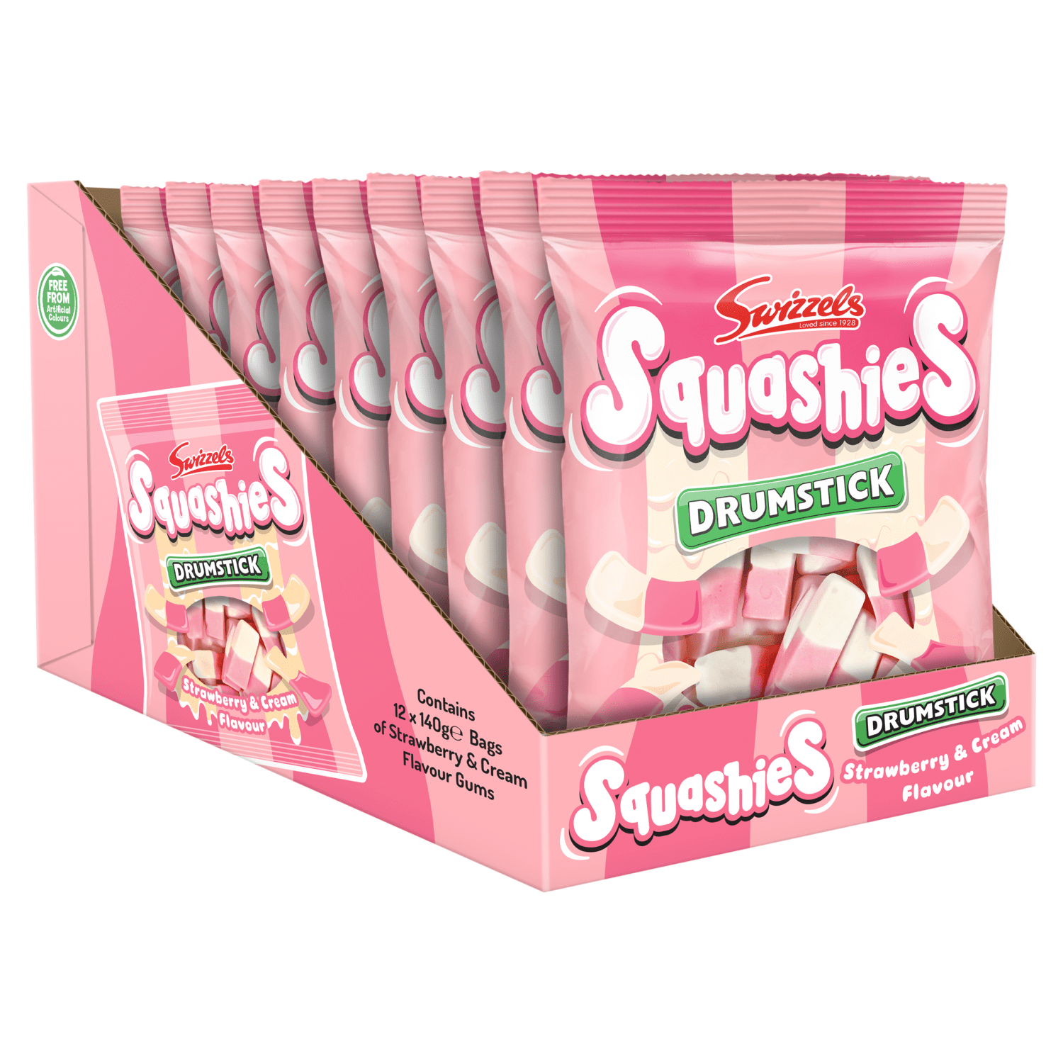 Swizzels Squashies Drumstick Strawberry & Cream Flavour 140g - UK Food & Drink - 5010478091337
