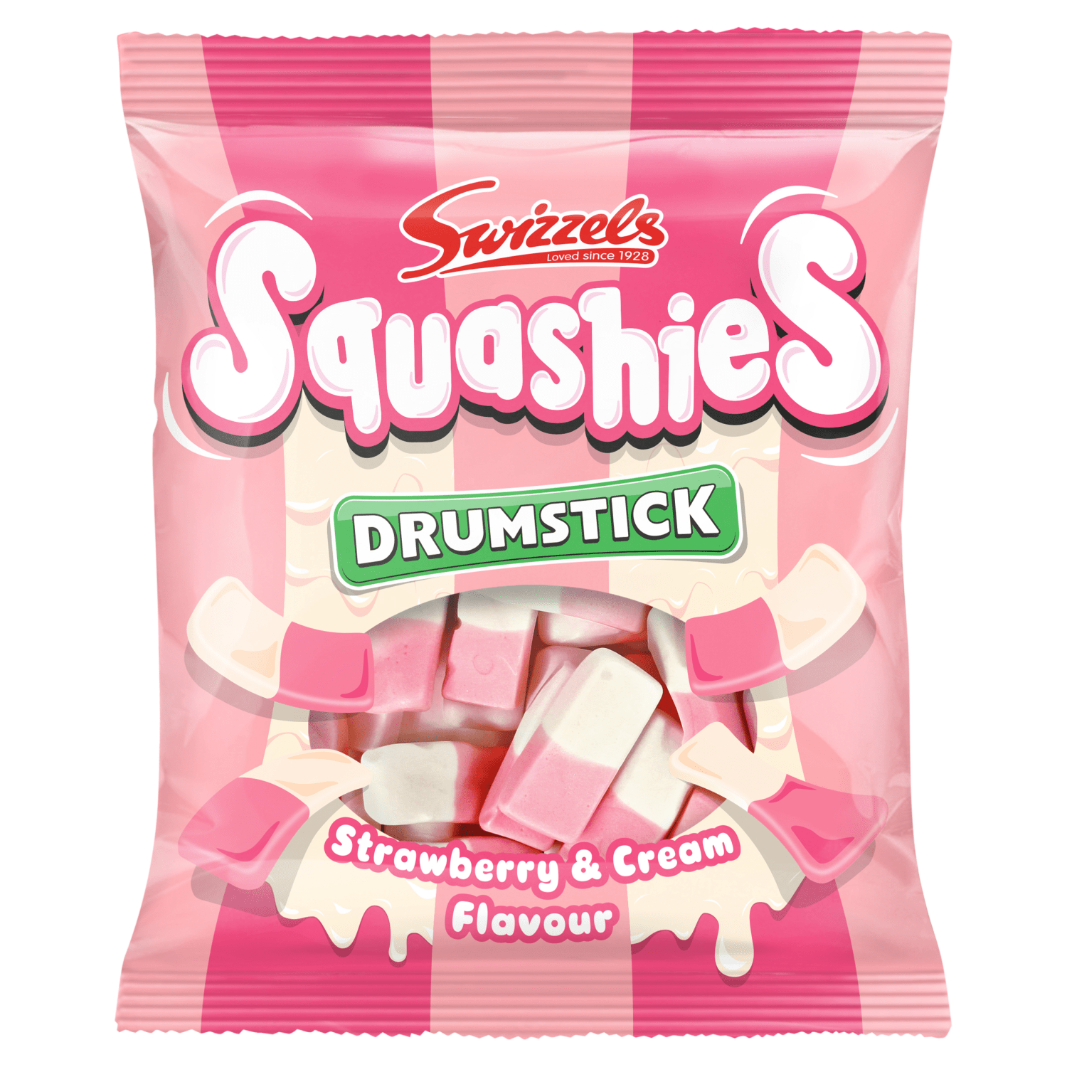 Swizzels Squashies Drumstick Strawberry & Cream Flavour 140g - UK Food & Drink - 5010478091337