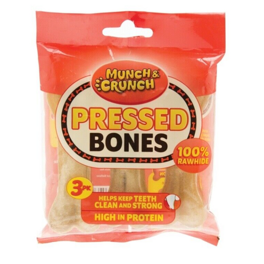 Munch & Crunch Pressed Bones (Natural) 3Pk