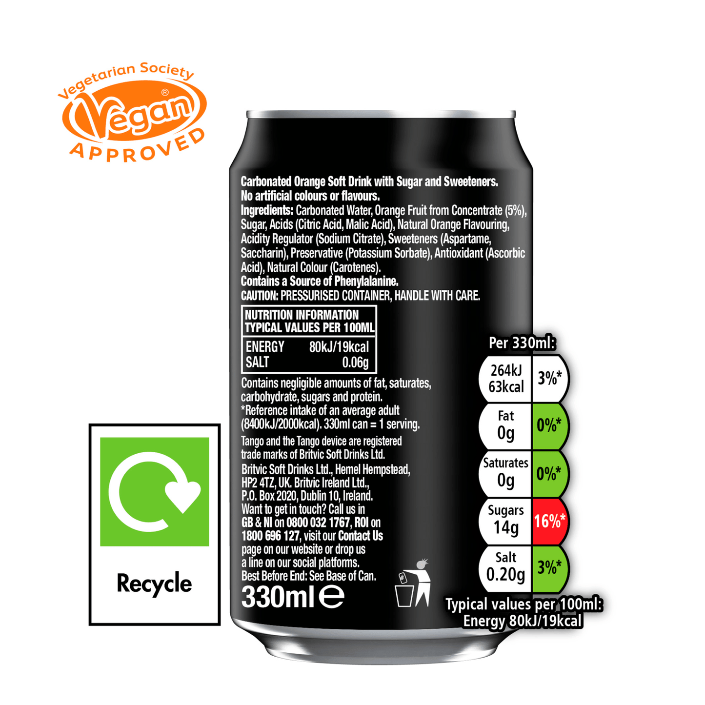 Tango Orange Original Can 330ml - UK Food & Drink - 5010102003439