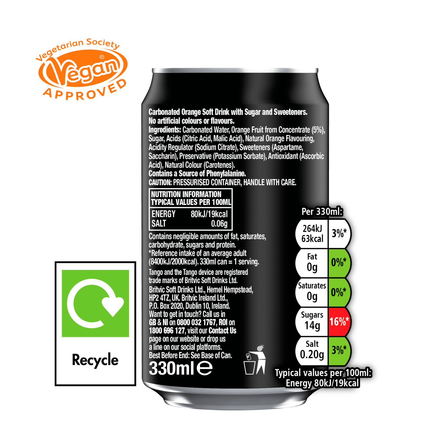 Tango Orange Original Can 330ml - UK Food & Drink - 5010102003439