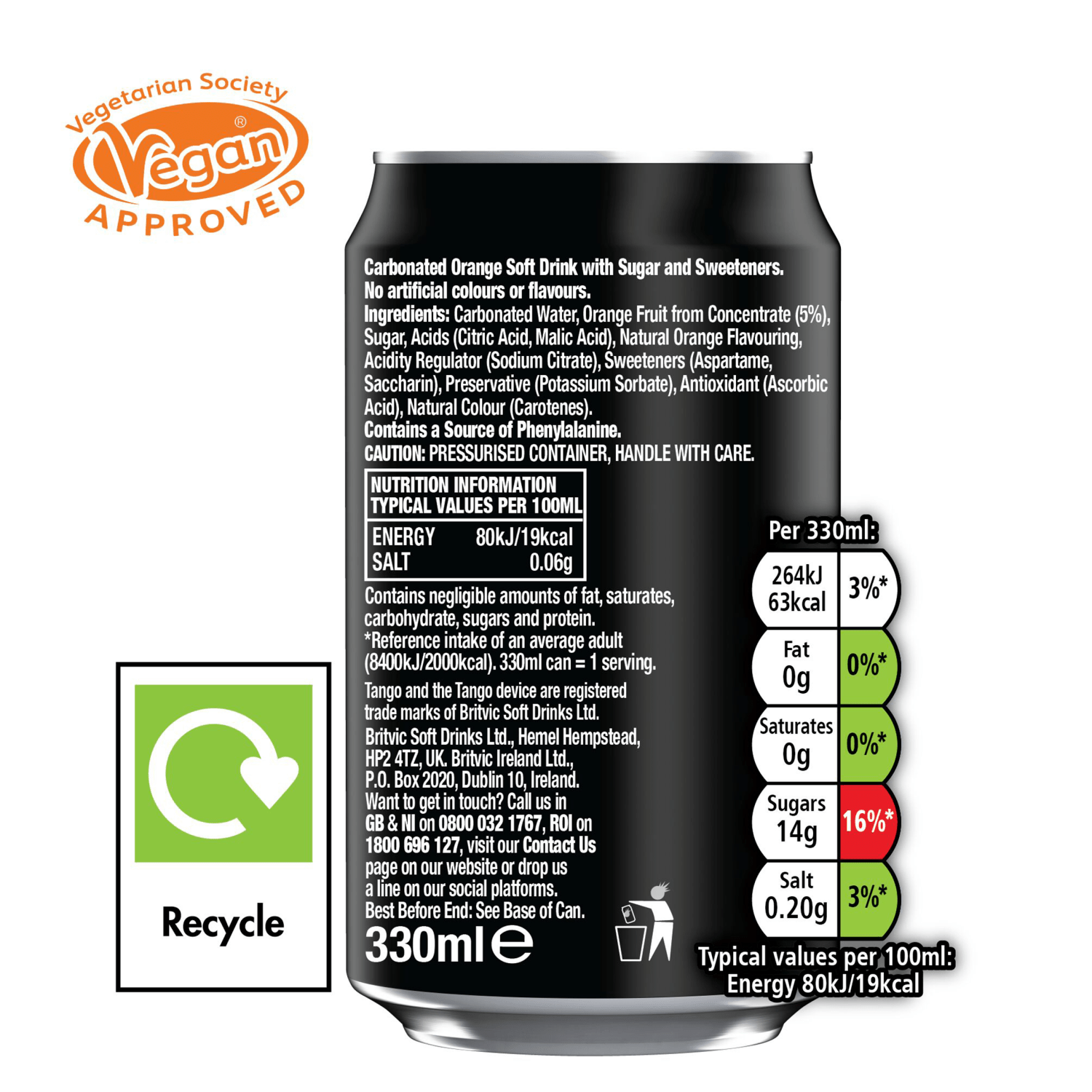 Tango Orange Original Can 8 x 330ml - UK Food & Drink - 5010102113497