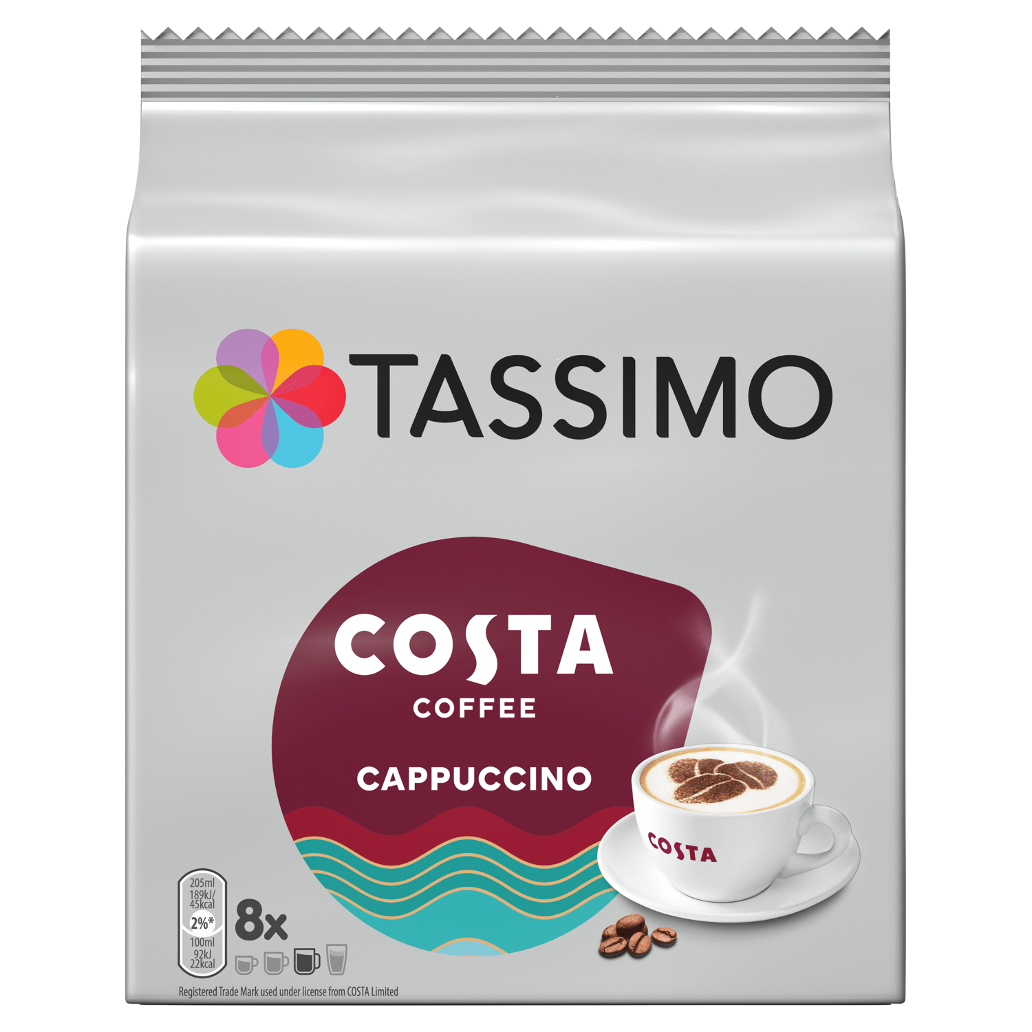 Tassimo 8 Costa Cappuccino 280g - UK Food & Drink - 8711000545324