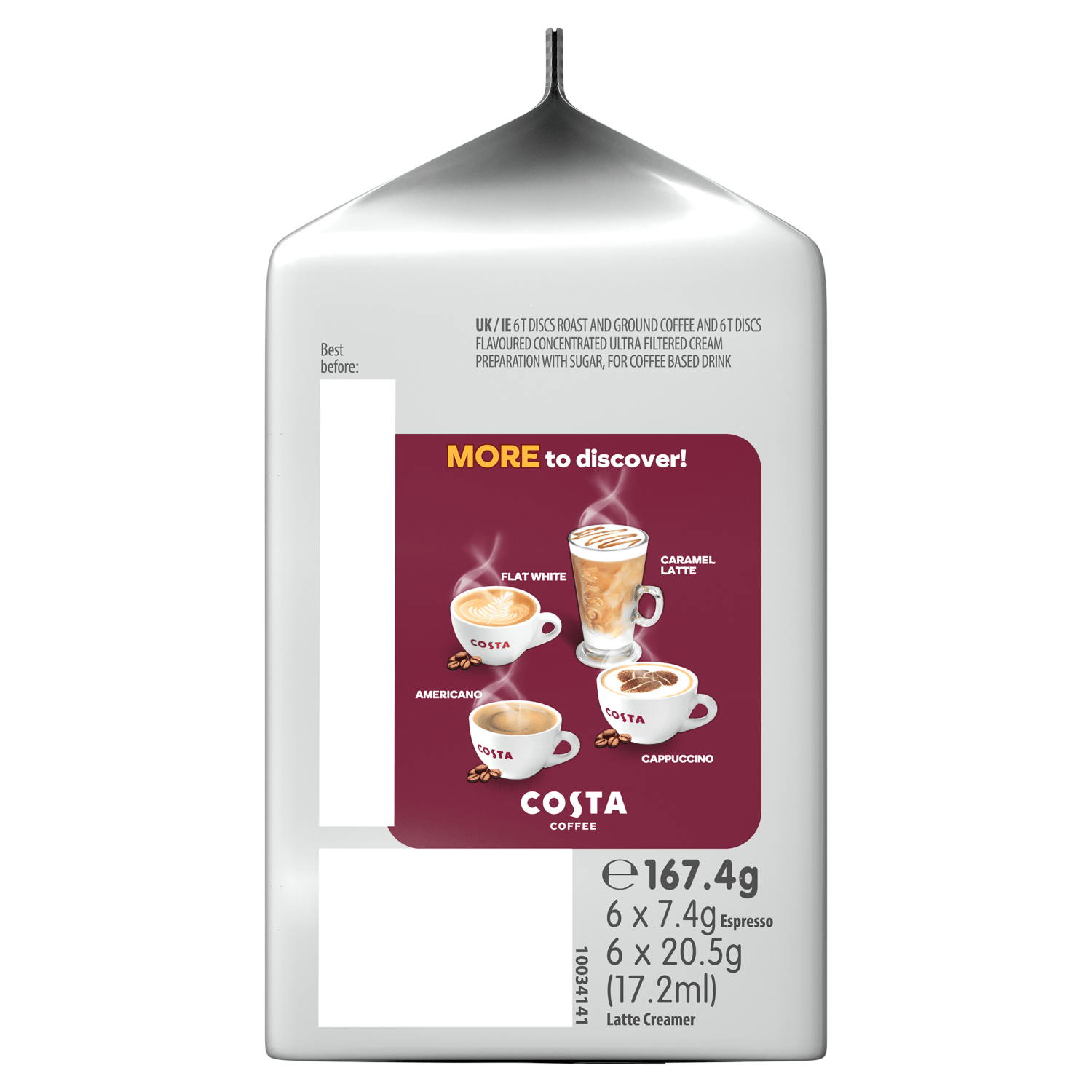 Tassimo Costa 6 Latte 167.4g - UK Food & Drink - 8711000545393