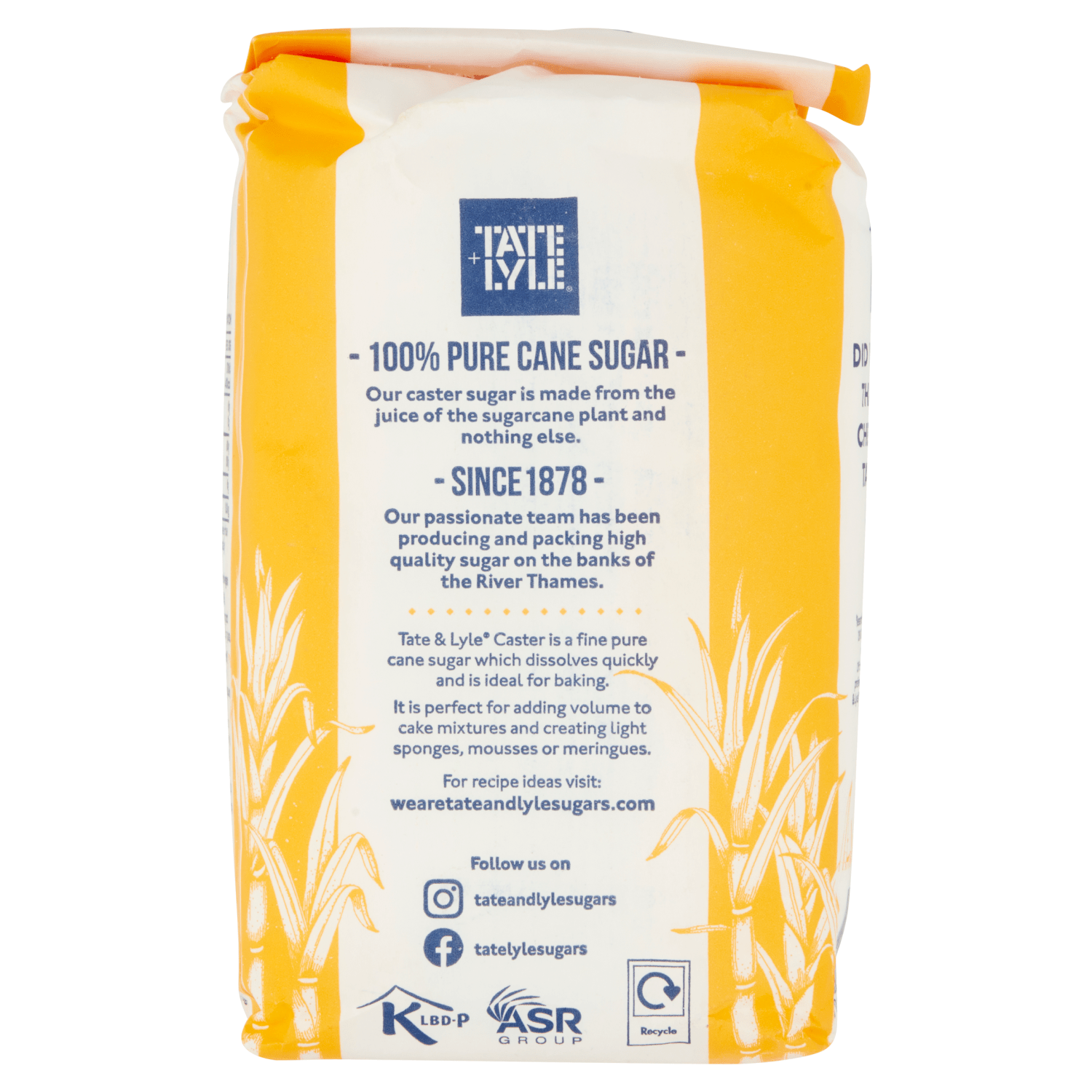 Tate & Lyle Pure Cane Caster Sugar 1kg - UK Food & Drink - 5010115822331