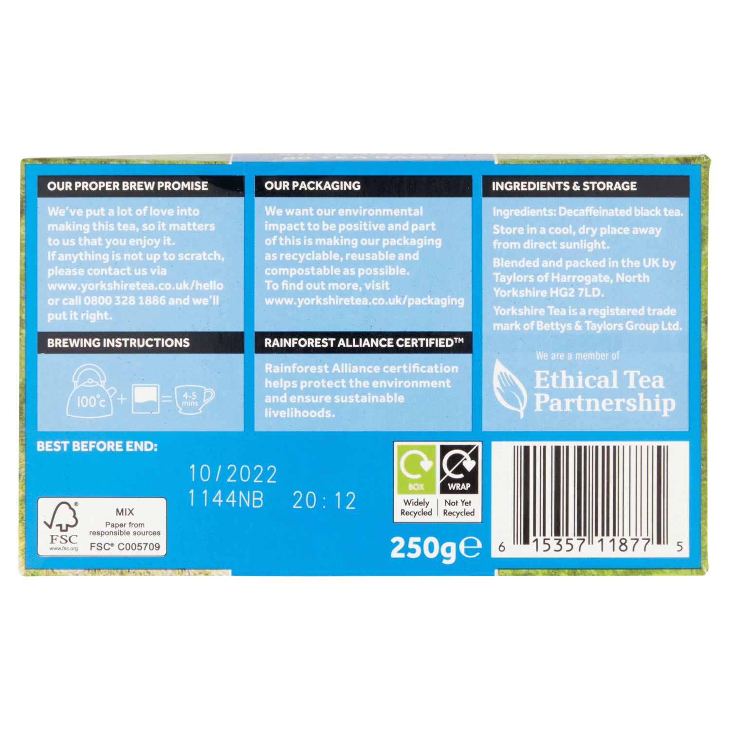 Taylors of Harrogate Yorkshire Tea Decaf 80 Tea Bags 250g - UK Food & Drink - 615357118775