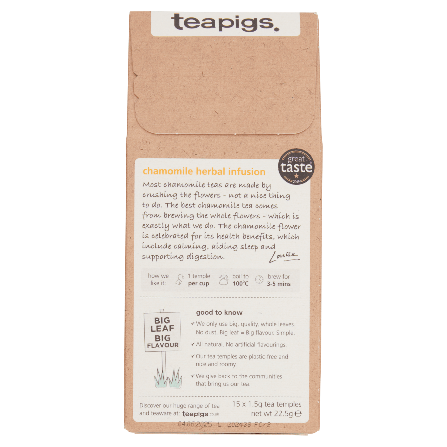 Teapigs Chamomile Flowers Tea Temples 15 x 1.5g (22.5g) - UK Food & Drink - 5060136750137