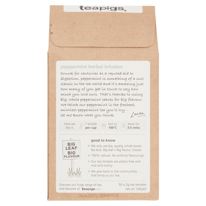 Teapigs Peppermint Leaves 50 Biodegradable Tea Temples 100g - UK Food & Drink - 5060136753022