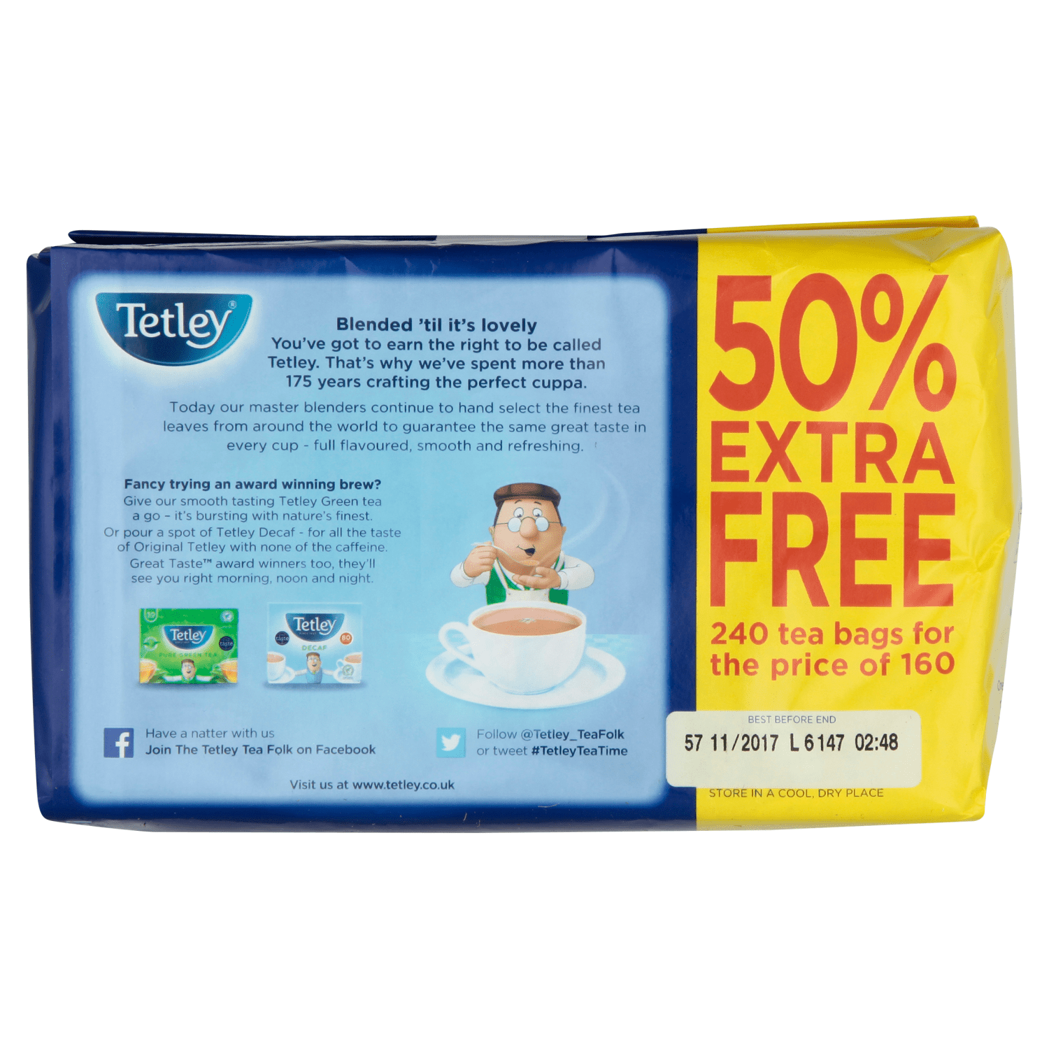 Tetley 240 Original Tea Bags 750g - UK Food & Drink - 5000208004959