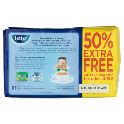 Tetley 240 Original Tea Bags 750g - UK Food & Drink - 5000208004959
