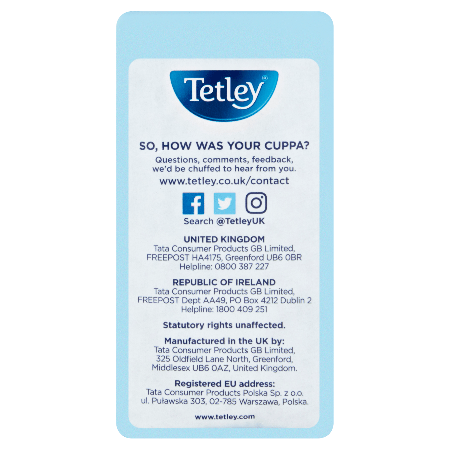 Tetley Decaf 40 Tea Bags 125g - UK Food & Drink - 5000208002436