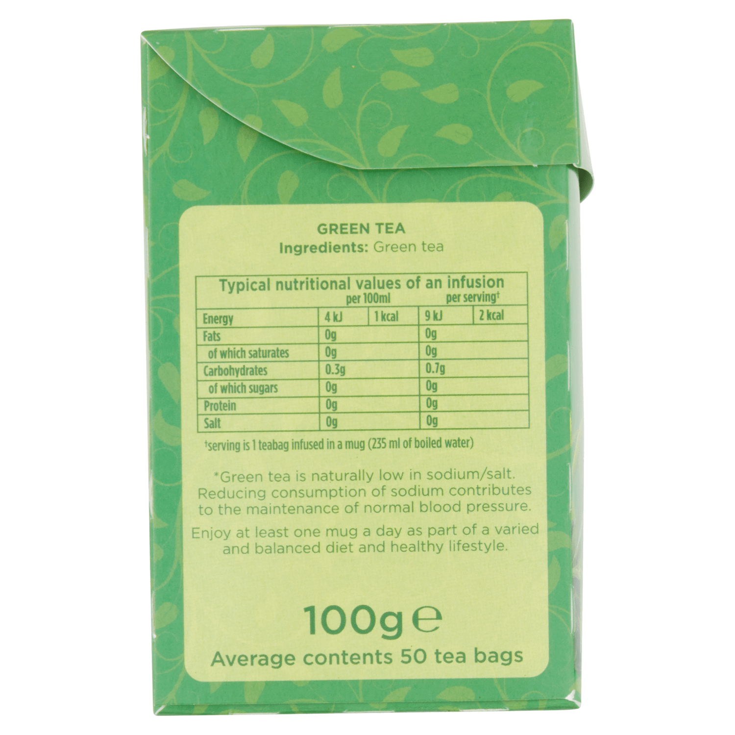 Tetley Green Tea Pure Green 50 Tea Bags 100g - UK Food & Drink - 5000208050987