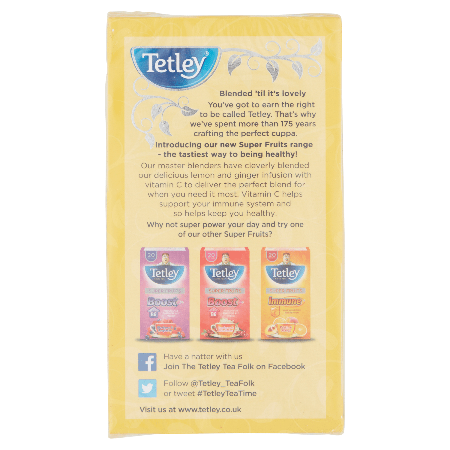 Tetley Super Fruits Immune Lemon & Ginger Tea Bags x20 - UK Food & Drink - 5000208082995