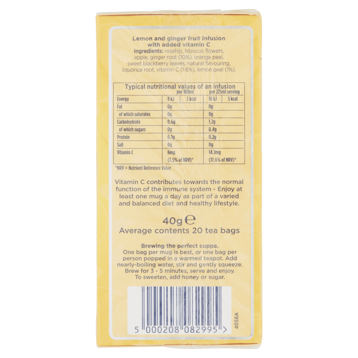 Tetley Super Fruits Immune Lemon & Ginger Tea Bags x20 - UK Food & Drink - 5000208082995