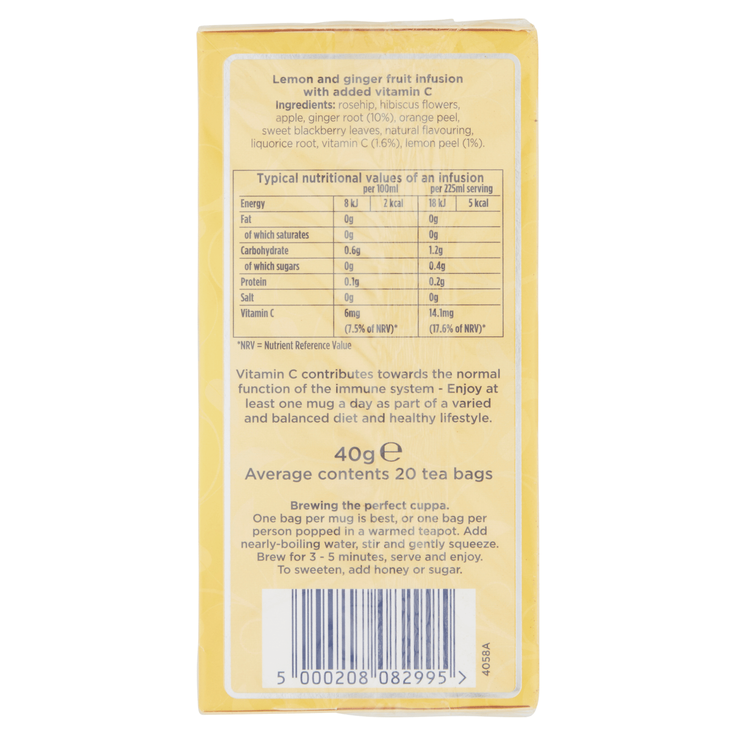 Tetley Super Fruits Immune Lemon & Ginger Tea Bags x20 - UK Food & Drink - 5000208082995