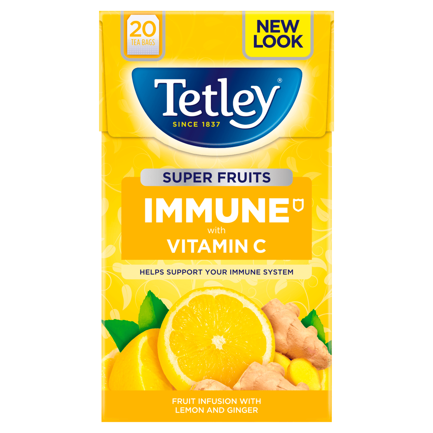 Tetley Super Fruits Immune Lemon & Ginger Tea Bags x20 - UK Food & Drink - 5000208082995