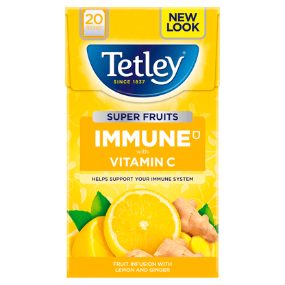 Tetley Super Fruits Immune Lemon & Ginger Tea Bags x20 - UK Food & Drink - 5000208082995