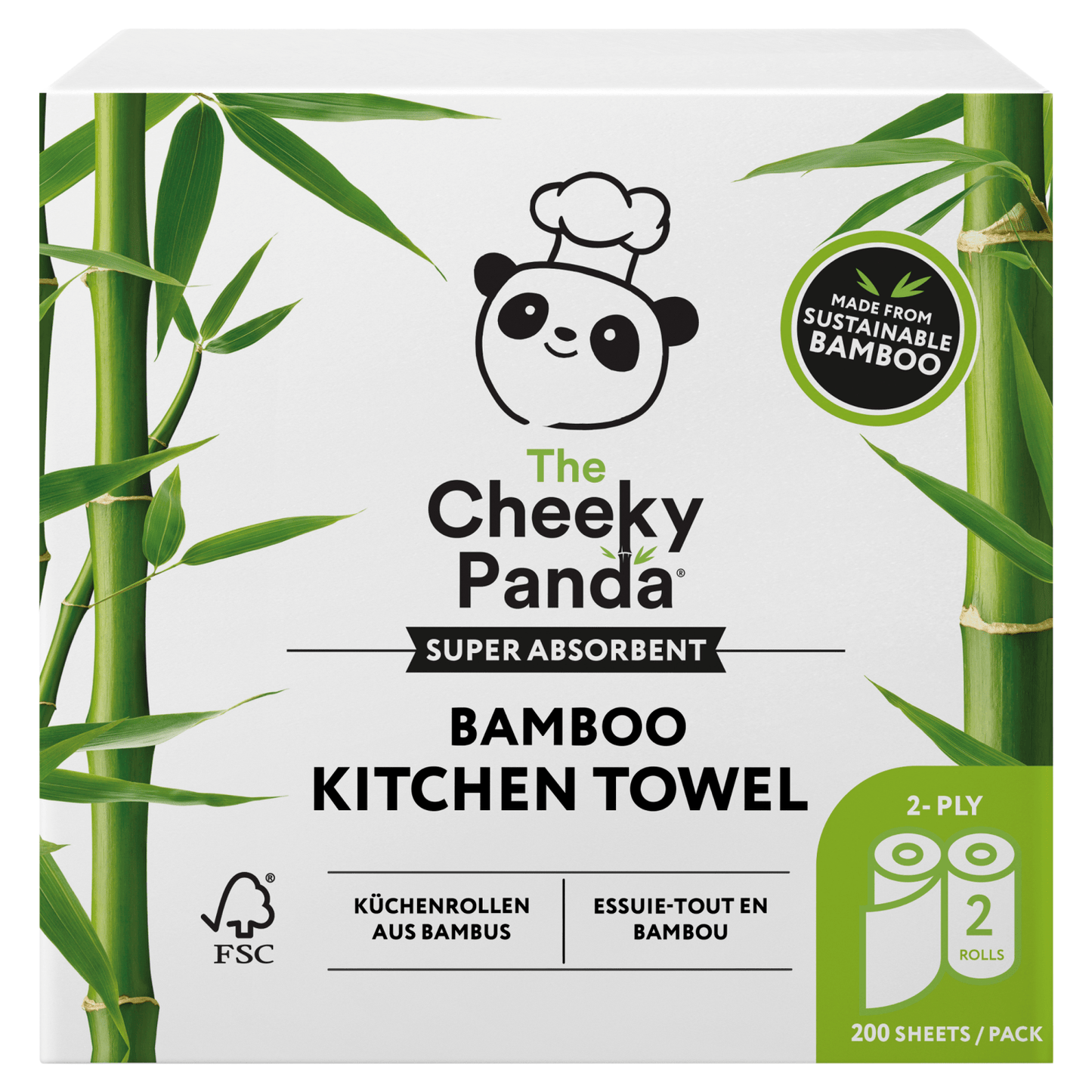 The Cheeky Panda Plastic Free Bamboo Kitchen Towel 2 Rolls - UK Food & Drink - 5060561630042