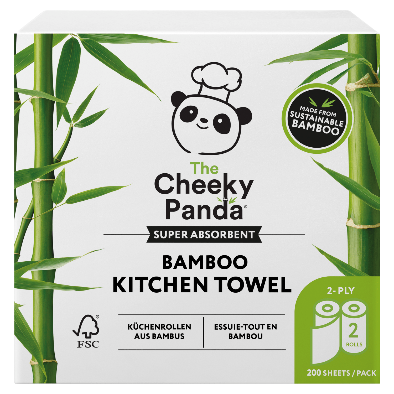 The Cheeky Panda Plastic Free Bamboo Kitchen Towel 2 Rolls - UK Food & Drink - 5060561630042