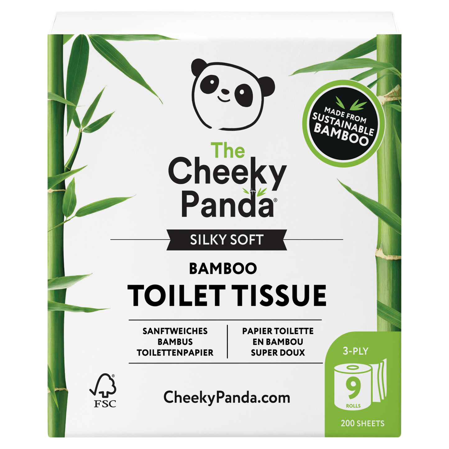 The Cheeky Panda Silky Soft Bamboo Toilet Tissue 9 Rolls 3 Ply - UK Food & Drink - 5060561630806