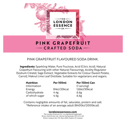 The London Essence Co. Pink Grapefruit Crafted Soda 6 x 150ml - UK Food & Drink - 5010102245365