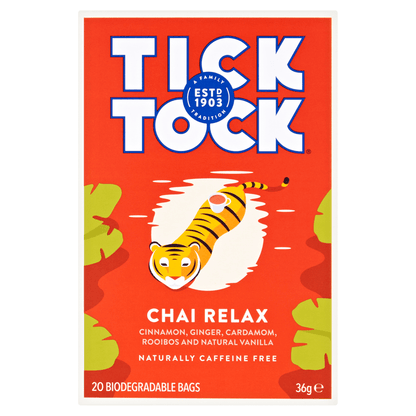 Tick Tock Chai Relax 20 Biodegradable Bags 36g - UK Food & Drink - 5032558000381