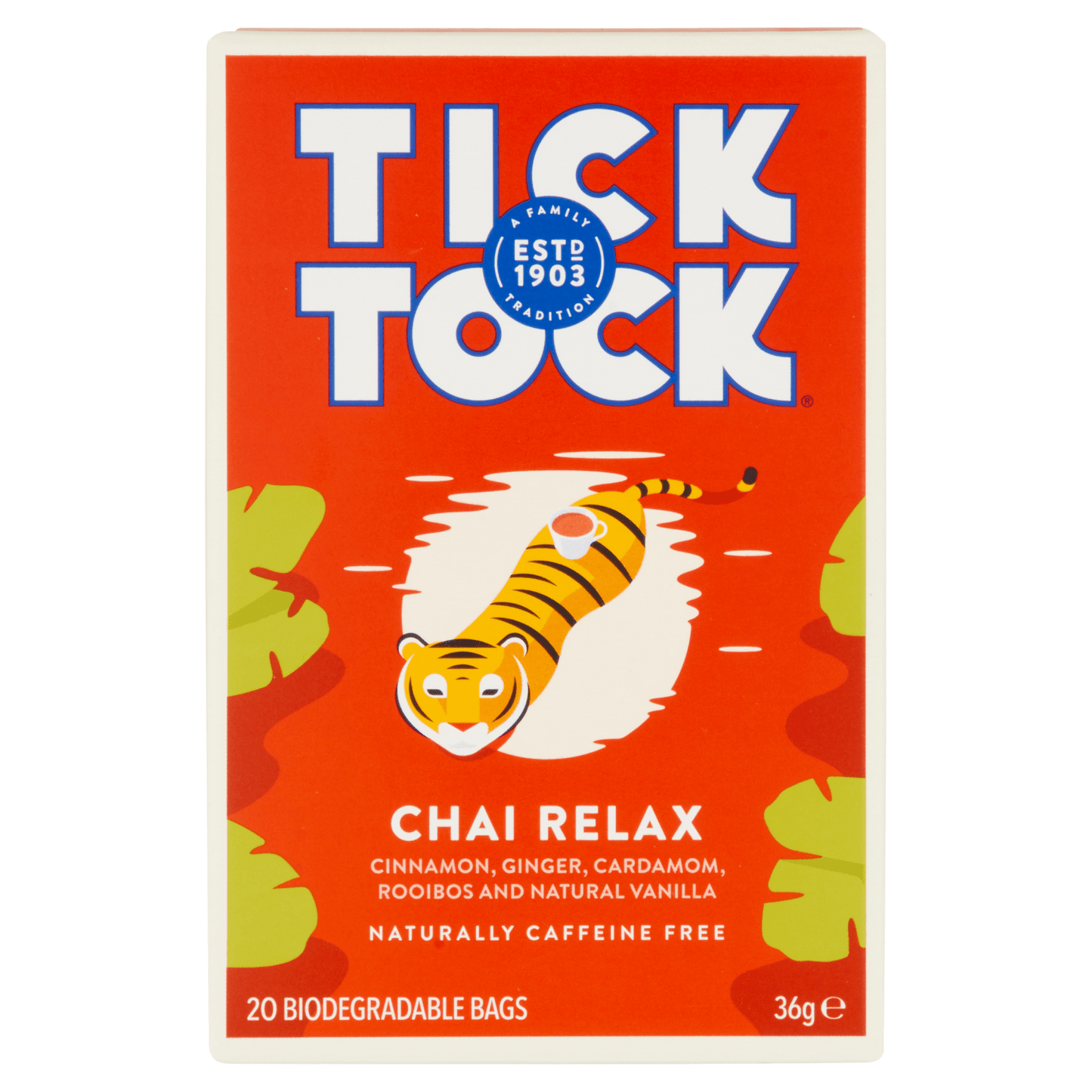 Tick Tock Chai Relax 20 Biodegradable Bags 36g - UK Food & Drink - 5032558000381