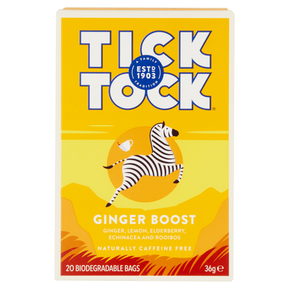Tick Tock Ginger Boost 20 Biodegradables Bags 36g - UK Food & Drink - 5032558000374