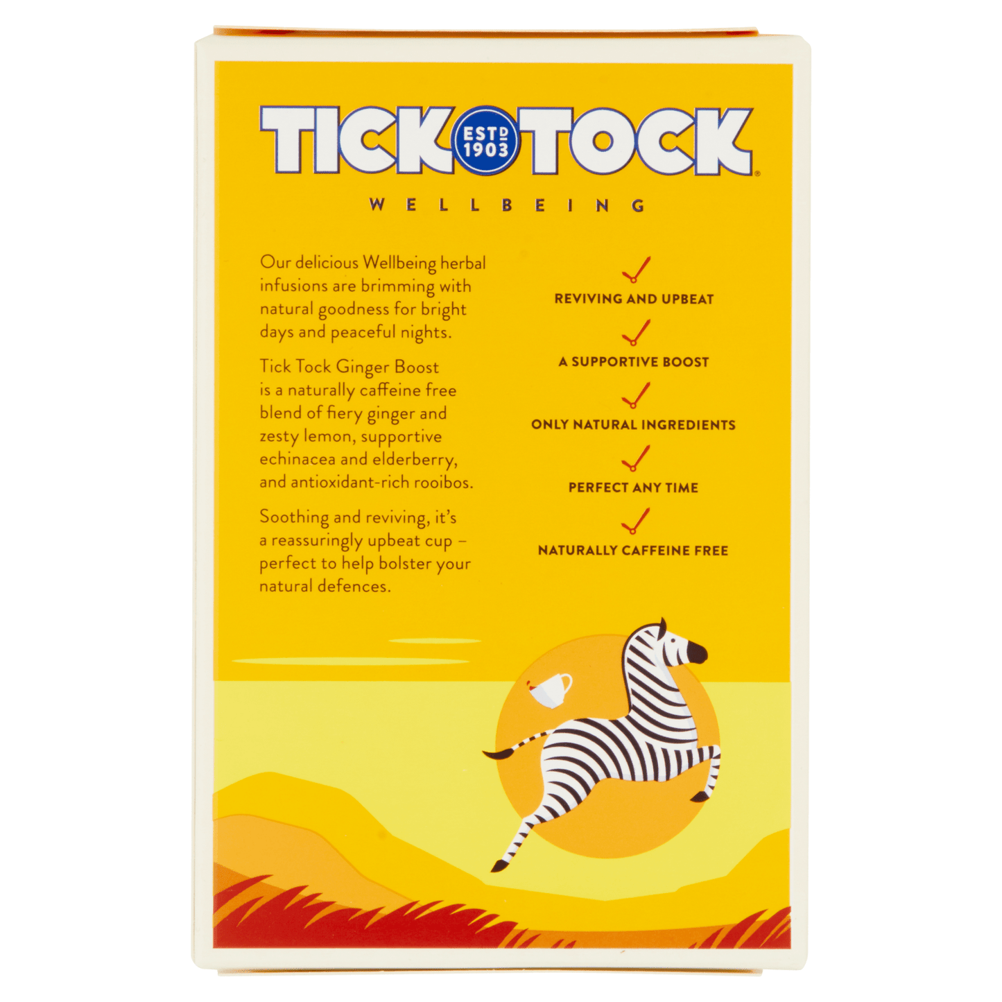 Tick Tock Ginger Boost 20 Biodegradables Bags 36g - UK Food & Drink - 5032558000374