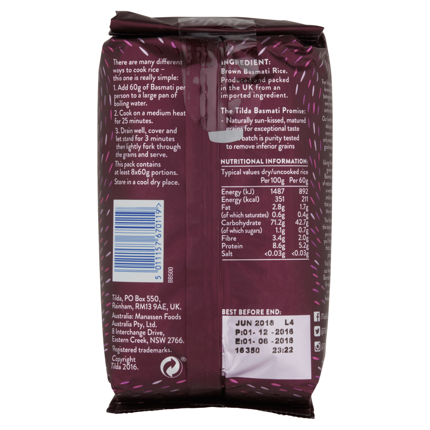 Tilda Brown Basmati 500g - UK Food & Drink - 5011157670119