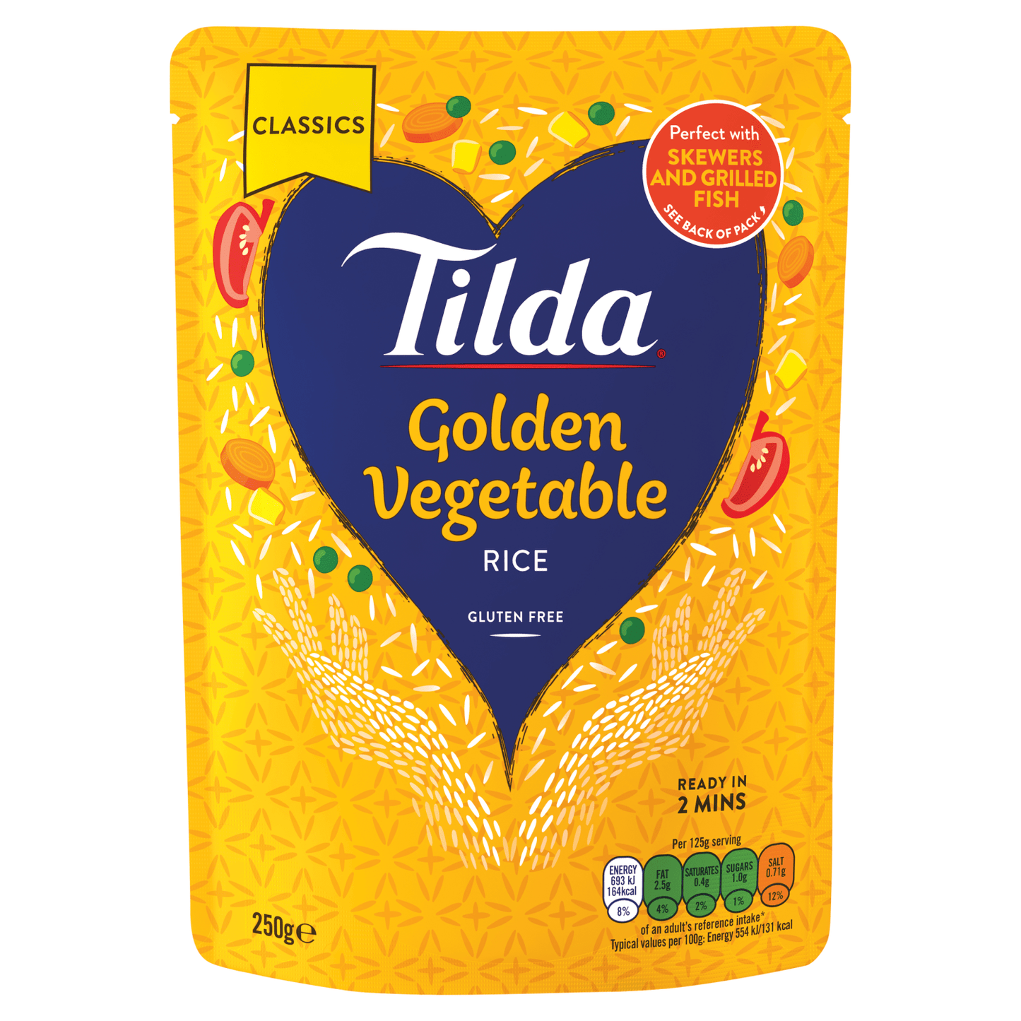 Tilda Classics Golden Vegetable Rice 250g - UK Food & Drink - 5011157996752