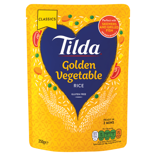 Tilda Classics Golden Vegetable Rice 250g - UK Food & Drink - 5011157996752