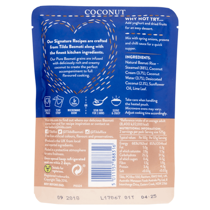 Tilda Coconut Basmati Rice 250g - UK Food & Drink - 5011157888316